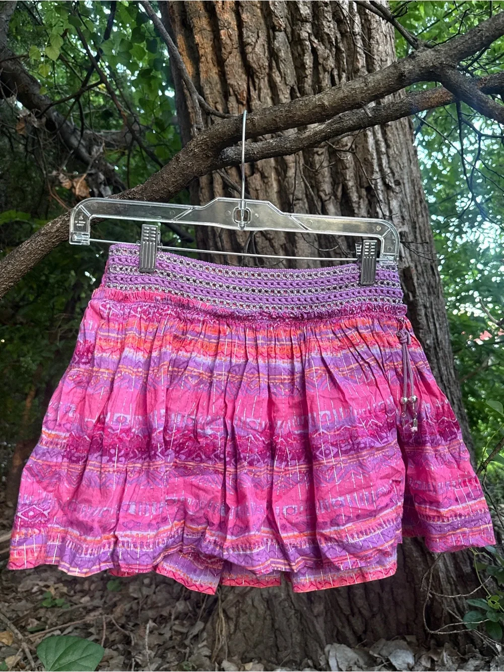 Justice Pink and Purple Sparkle Smocked Tiered Skirt